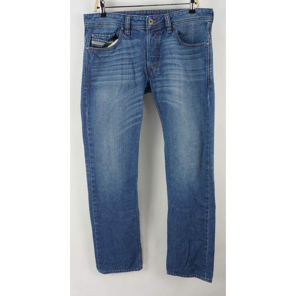 Diesel Safado Jeans 0RUS2 Mens 33 x 32 Blue Slim Straight Medium Wash USA Cotton
